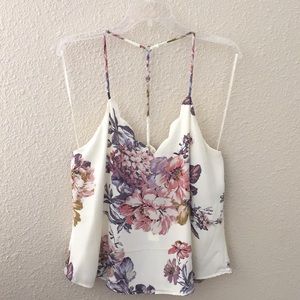 Ivory/floral tank size XL